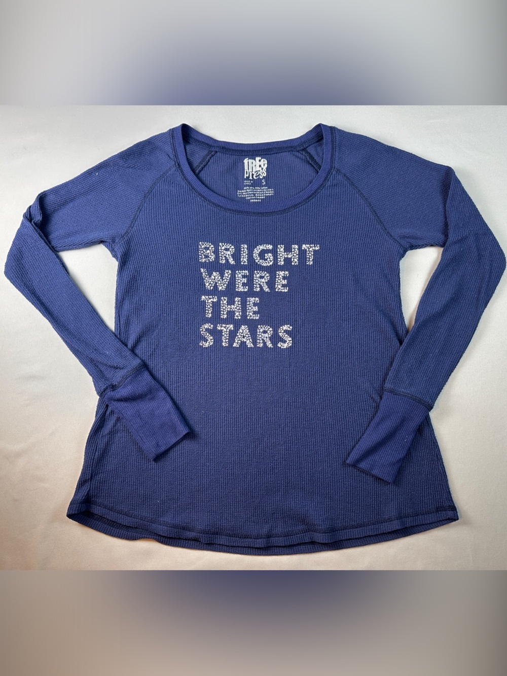 free press Women’s Shirt Navy Blue Long Sleeve Graphic Bright Were The Stars
